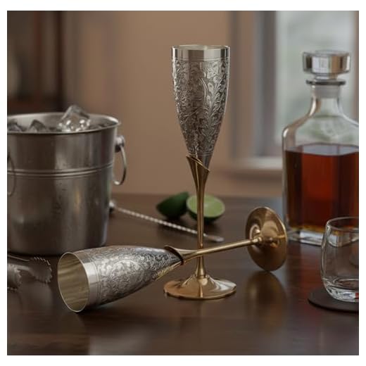 StonKraft - graviert versilbert pure messing premium becher champagner flutes coupes weinglas set