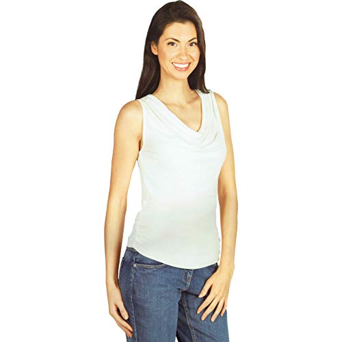 Kaiser24 Damen Top ärmellos Wasserfallausschnitt (2301659) Sommer Freizeit hüftlang (M, Natur)