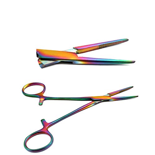 OdontoMed2011® Premium Ultimate Hemostat Forcep 1 Piece Ideal for Hobby Tools, Electronics, Fishing! Multi Rainbow Color Multi Colour Forceps ODM 5.5