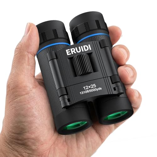 12X25 Compact Binoculars for Adults Kids - 1310ft/5000yds Wide View Small Pocket Binoculars with Low Light Vision High Powered Easy Focus Mini Binocular for Cruise Ship Travel
