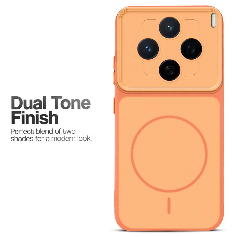 Image of Mr. Case Back Cover for Vivo X200T 5G | Ring Design Protective Case with Camera Cut Protection | Anti Slip Grip | Shockproof Mobile Cover - Orange