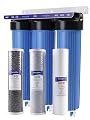 Purcooflow 3-Stage Whole House Water Filter System, PFAS Reduction, 20x4.5 Inch, Includes PP, CTO & PFAS Carbon Block, 1" NPT Brass Ports, Drain Valves, Wrench & Install Kit