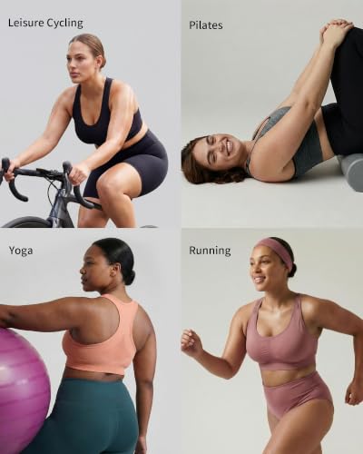 Image of Under Control Plus Size Sport Bras for Women Large Bust Seamless Racerback Padded Yoga Workout Bras Black White Pack 1X-2X-3X