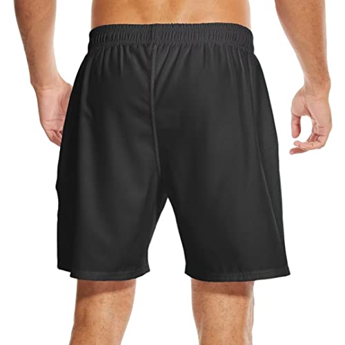 Black Mens Swim Trunks with Compression Liner Men Swimming Trunks Board Shorts Swimwear 7 Inch Inseam4