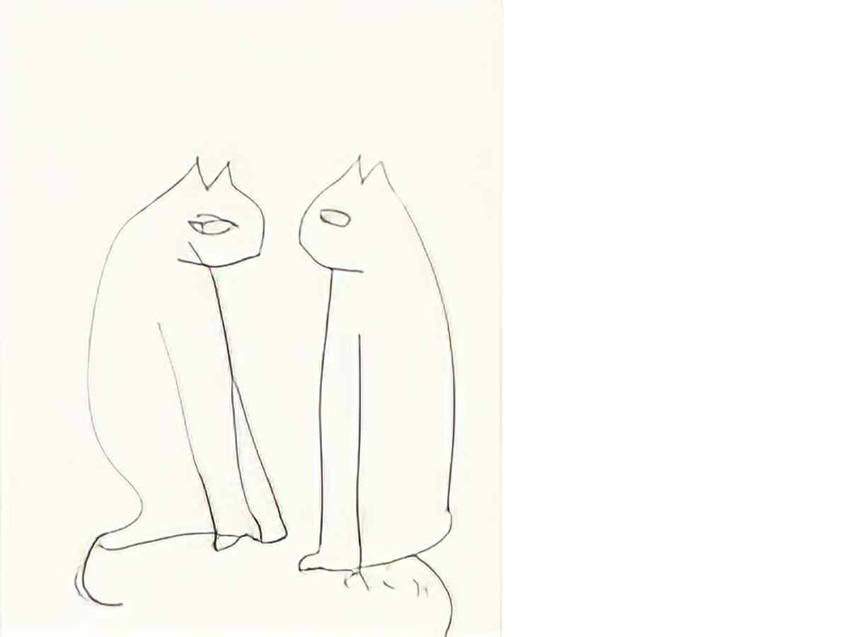 L S Lowry photo A4 two cats1