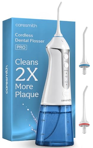 Caresmith Professional Cordless Dental Flosser | 300 ml Large Detachable Water Tank | 3 Modes | IPX7...