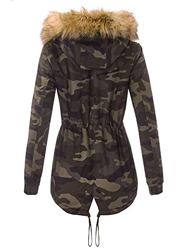 Fashionmille Women Fleet Street Faux Fur Hooded Anorak Jacket -Fwj1132-Olive-M #TOP1