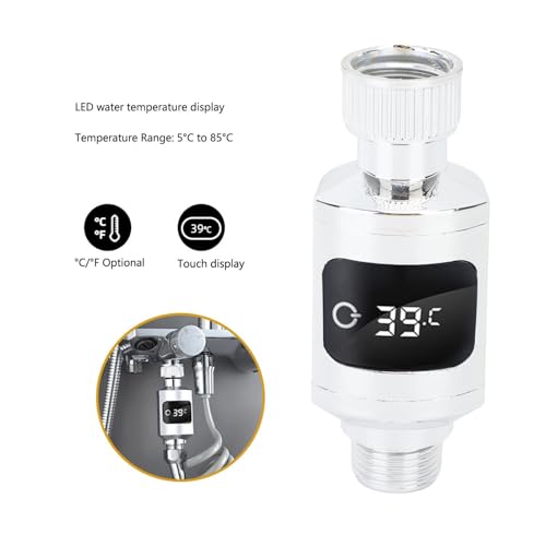 Haofy Thermomètre de Douche à Affichage Numérique LED étanche en Acier Inoxydable, Moniteur de Température de l'eau avec écrou de 1/2 Pouce pour la Maison, la Salle de Bain, la