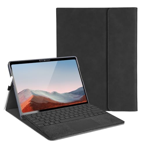SSS·GRGB Case for Microsoft Surface Pro 7 Plus/7/6/5/4 12.3 inch, Multiple Angle Viewing, Stylus Holder, Light Heat Dissipation, Compatible with Type Cover Keyboard,Black