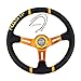 Universal Car Steering Wheel, Sport Steering Wheel Leather Steering Wheel Covers, Breathable Non-Slip, Auto Jdm Personality Modified Racing Steering Wheel, 14 Inch 35CM Gold