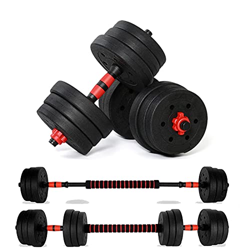 YORKING 20KG Dumbbells Barbell Set Adjustable Dumbbells Weights Set with Connecting Rod 2 in 1 Dumbells and Barbell Set Weight Lifting Training Equipment Set for Men Women Home Fitness or Gym Workout