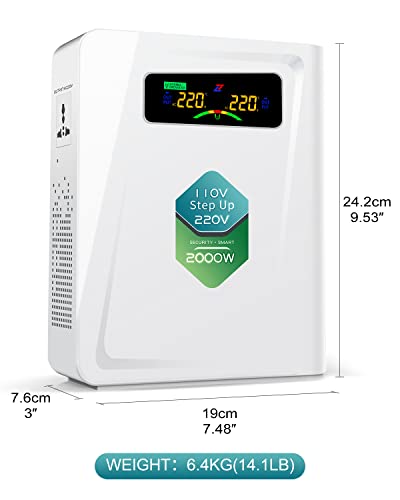 Step Up Transformer 110V To 220V 2000W Voltage Converter, 120V To 240V, No Noise,Suit For Juicer, Chocolate Machine And Other Appliances ，Using 220V Asia Euro Appliance In Us #TOP2