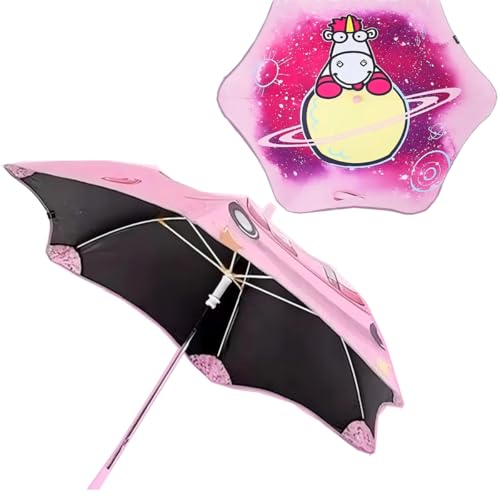 Olele Paraguas 3D para niños con mecanismo antipellizcos, impermeable y resistente al viento, puntas redondeadas seguras, ligero, perfecto para niños y niñas, niños a partir de 6 años, escuela y