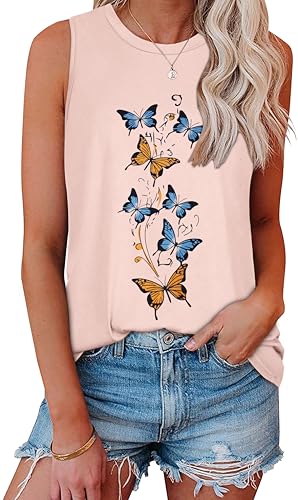 Image of Womens Tank Tops Summer Casual Sleeveless Top Loose Fit Basic Tunic Shirts