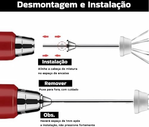 Mini Mixer Misturador Portátil Elétrico Premium Sem Fio, Fuê Inox Recarregável USB com 3 Velocidades