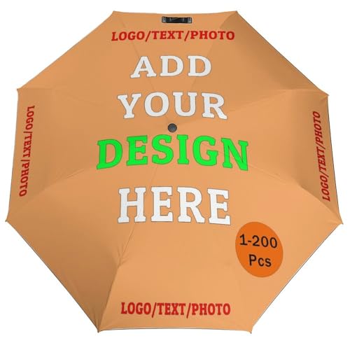 KOALEIU Custom Umbrellas Personalized Umbrella with Pictures Logo Text Customize Foldable Umbrella Compact Travel Umbrella Gifts for Men Women, SandyBrown