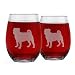 Pug Stemless Wine Glasses (Set of 2) | Unique Gift for Dog Lovers | Hand Etched with Breed Name on Bottom