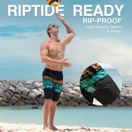 Image of Kanu Surf Men's Big Viper Extended Size Stripe Swim Trunk