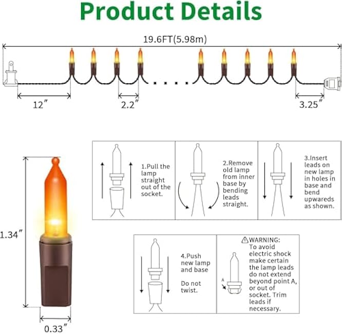 Orange Halloween Light, 100 Count 20FT String Light,120V UL Certified Orange String Lights, Plug in Brown Wire Fall Lights Waterproof for Spooky Thanksgiving Party Decor