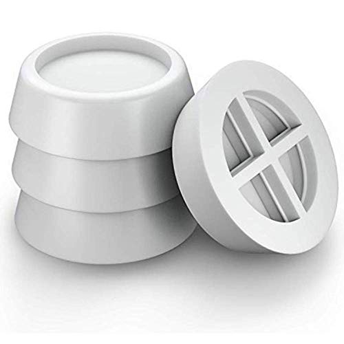 Goobuy 洗濯機 かさ上げ 防振ゴム 台 防音 滑り止め 家具 転倒防止 除湿 排水溝 【4枚入り】乾燥機 底上げ 高さ調節 防音 ゴムマット ホワイト冷蔵庫 机 ソファベッド こたつ 脚 家電セット 防水パン (ホワイト)