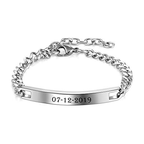 ZUYUSO Custom Bracelets Personalzied Engraving His and Her Name Date Promise Bracelets for Couples Women Lover Best Friend Jewelry Gift Cover