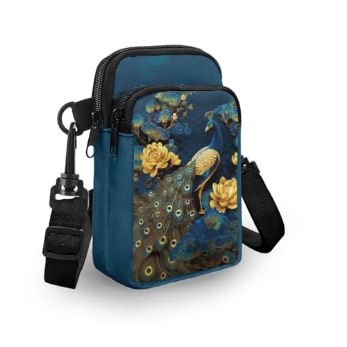 Image of Hawaiian Tribal Small Crossbody Bags for Women Cell Phone Bag Purse, Sea Turtle Zipper Sling Purses Shoulder Bag
