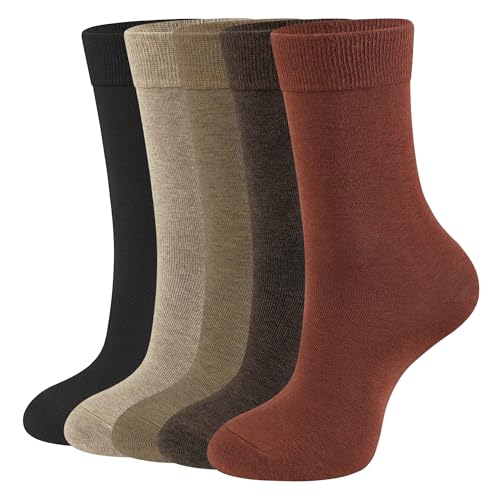 CLOSEMATE Womens Calf Crew Socks Soft Cotton and Lightweight for Dress Trouser 5 Pairs