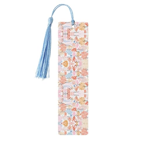 Marcapáginas de madera con estampado de arrecife de coral con borla para mujeres, hombres, amantes de los libros, marcadores de página para estudiantes, profesores, lectura