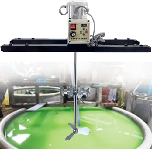 ZMJGLL Mélangeur de peinture électrique, agitateur de 2100 W pour réservoirs et tambours IBC, réglable 200 à 3000 tr/min pour solutions de viscosité, lames pliantes en acier inoxydable (A)