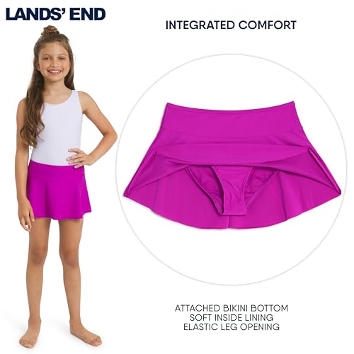 Image of Lands' End Girls' Swim UPF 50+ Stretch Waist Attached Bikini Bottom Swim Skirt