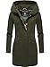 MARIKOO Damen Mantel in Wollmantel-Optik warmer Trenchcoat mit Kapuze Maikoo Olive Gr. L