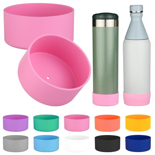 Stanley Silicone Water Bottle Boot, Anti-Slip Protective Sleeve Bottom Bumper Protector, 2-Pack, Rose Red