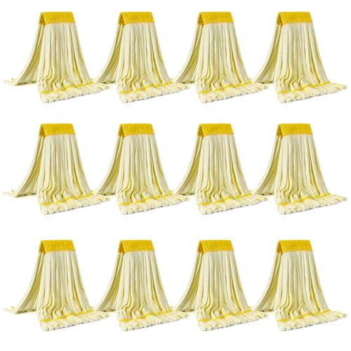 Image of Matthew Cleaning Microfiber Tube Mop(Large,Yellow,12Pack) Heavy Duty Mop Head Replacement,Excellent Absorbency,Premium launderability,Reusable,Loop end for Home,Commercial and Industrial Use