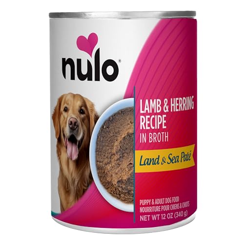 Image of Nulo Land & Sea for Adult Dogs & Puppies Lamb & Herring Recipe in Broth 12 Ounce Cans, Pack of 5