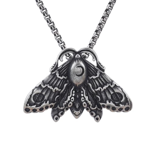Collier Homme Gothique avec pendentif Moon Moth pour style punk en soirée