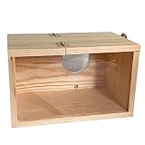 ideastore 巣箱 鳥の巣 インコ 繁殖 繁殖箱 鳥かご 鳥の巣箱 天然木材 アクリル透明板 (ナチュラル, Sサイズ(12*12*19.5))