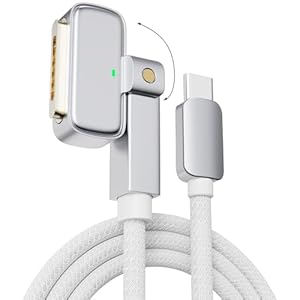 Cable USB-C a 3 magnético de 140 W, cable magnético de 180° para cargador MacBook Air Pro, 6.6 pies compatible con Air (15/13 pulgadas M4 2025, M3 2024, M2 2023, 2022), Pro (16″/14″ 2024/2023