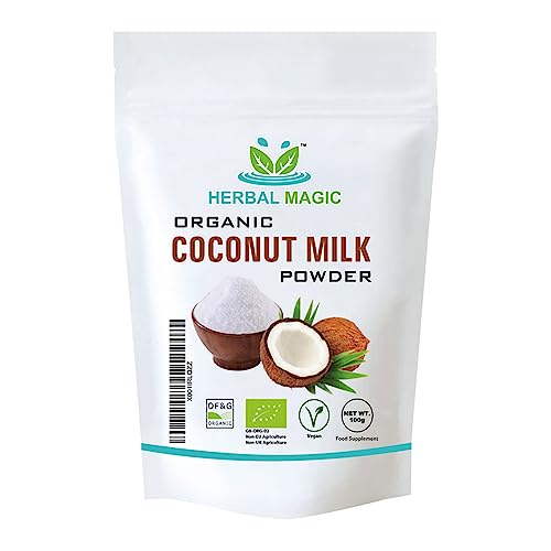 Herbal Magic's Organic Coconut Milk Powder, Sparkle your Smoothies, Shakes, Juices, Soups, Stews, Baking, Cuisnes - irresistibly delicious for an active lifestyle-100g