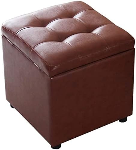 Repose-Pieds Rangement Cube Pouf Canapé Bas Tabouret Chaussures Coffre Jouets PU