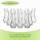Hewory Szklany wazon na kwiaty, zestaw 12 małych wazonów, luzem, na stół, ślub, centralny element, mini prążkowany przezroczysty wazon z różą, na imprezy, do salonu, dekoracja, pojedyncza łodyga