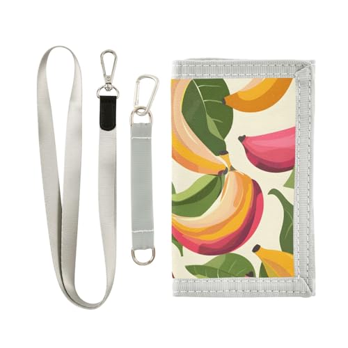 zyrtty Kids Wallets for Boys Girls Ages 4-18 Trifold, Banana Leaves Plants Wallet with Zippered Coin Pocket and Card Holders, Novelty Wallet for Childrens Birthday Gifts