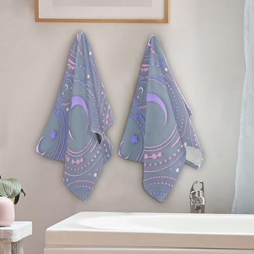 Toallas de mano decorativas de algodón absorbente con diseño Astronomical Moon 5