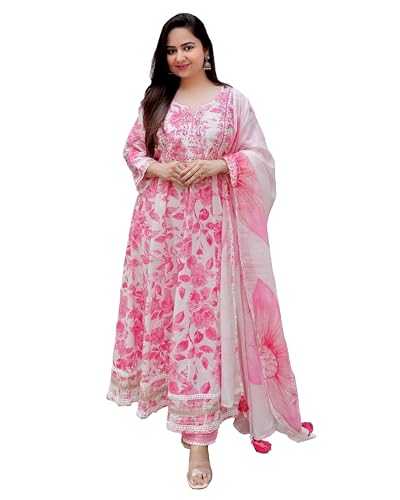 Women's Anarkali Kurti Bottom Dupatta Suit Tunic Readymade Ethnic Indian Pakistani Kurta For Party Wear