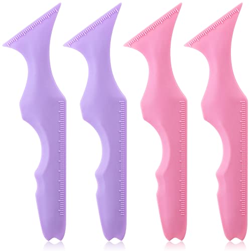 Nuorest 4PCS 5 in 1 Silicone Eyeliner Stencils, Multifunctional Eyeliner Makeup Tool for Eyeliner, Eyebrow, Lip line, Face Contour for Beginners (Pink, Purple)
