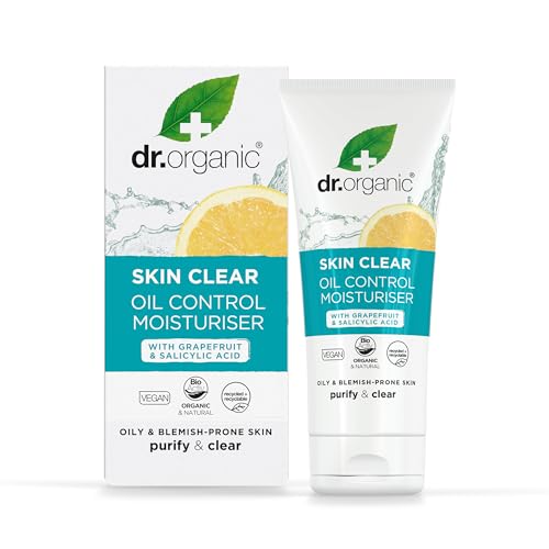 Dr Organic Skin Clear Moisturiser, Oil Control, For Acne & Clear Skin, Salicylic Acid, Oily, Problem Skin, Natural, Vegan, Cruelty-Free, Paraben & SLS-Free, Recycled & Recyclable, Organic, 50ml