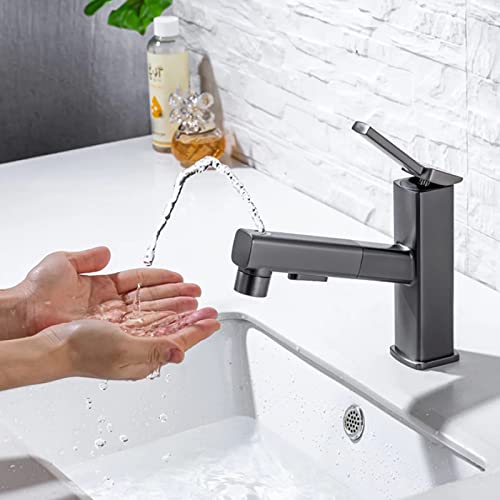 Grifo de lavabo extraíble para lavar el cabello cómodamente con monomando de baño negro 3