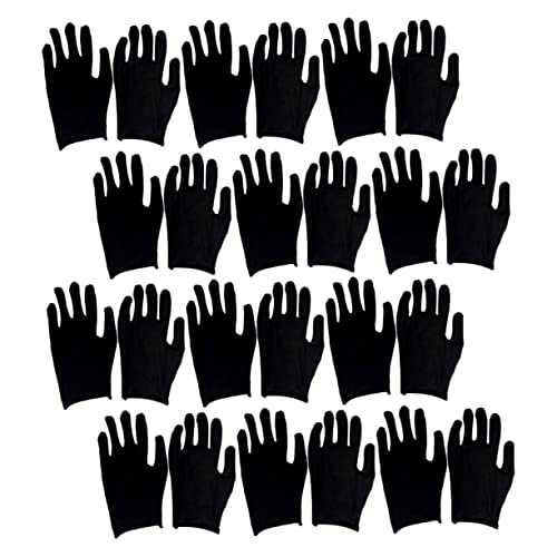 SOLUSTRE Guantes de Algodón para Trabajo, 12 Pares, Finos y Duraderos, Color Negro, Adecuados para Jardinería y Trabajo al Aire Libre, Talla M