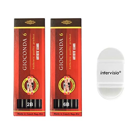 intervisio Koh-I-Noor Grafito Minas de 5,6 mm, dureza 2B y 6B para portaminas, Gioconda Artist Mine, longitud 120 mm, juego de 2 fundas tamaño lápiz/goma