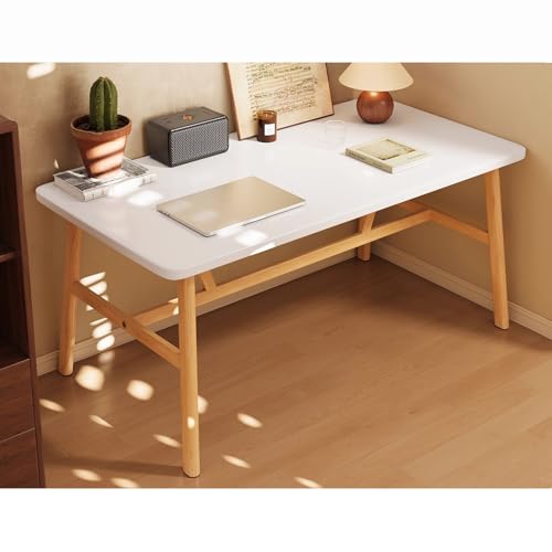デスク、ゲームテーブル、スクエア型ティーン向けPCデスク、天然木天板と脚部、モダンでシンプルなデザイン、簡単組み立て、家庭・オフィス・ゲーム・学習シーンに最適。(White,120*80cm)
