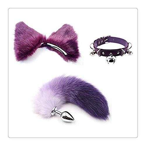 Z-one 1 Bastante popular Fox Metal Cola Pluge Pretender diadema diadema - Big Bell Gargantilla Cuello Chocker Fiesta de baile de disfraces Cosplay (Pš²rpura)